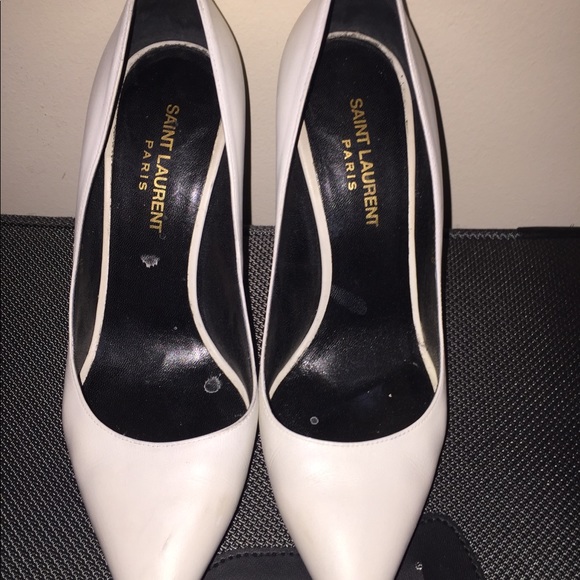 saint laurent white pumps